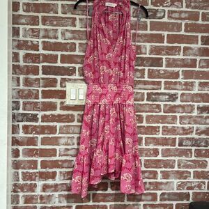 A.L.C. Cody Pink Floral Silk Smocked Waist Dress Size 0 Preowned EUC